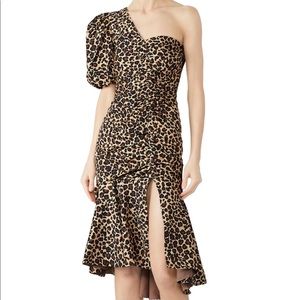 Jonathan Simkhai | One Shoulder Puff Sleeve Slit Animal Print Leopard Dress 2